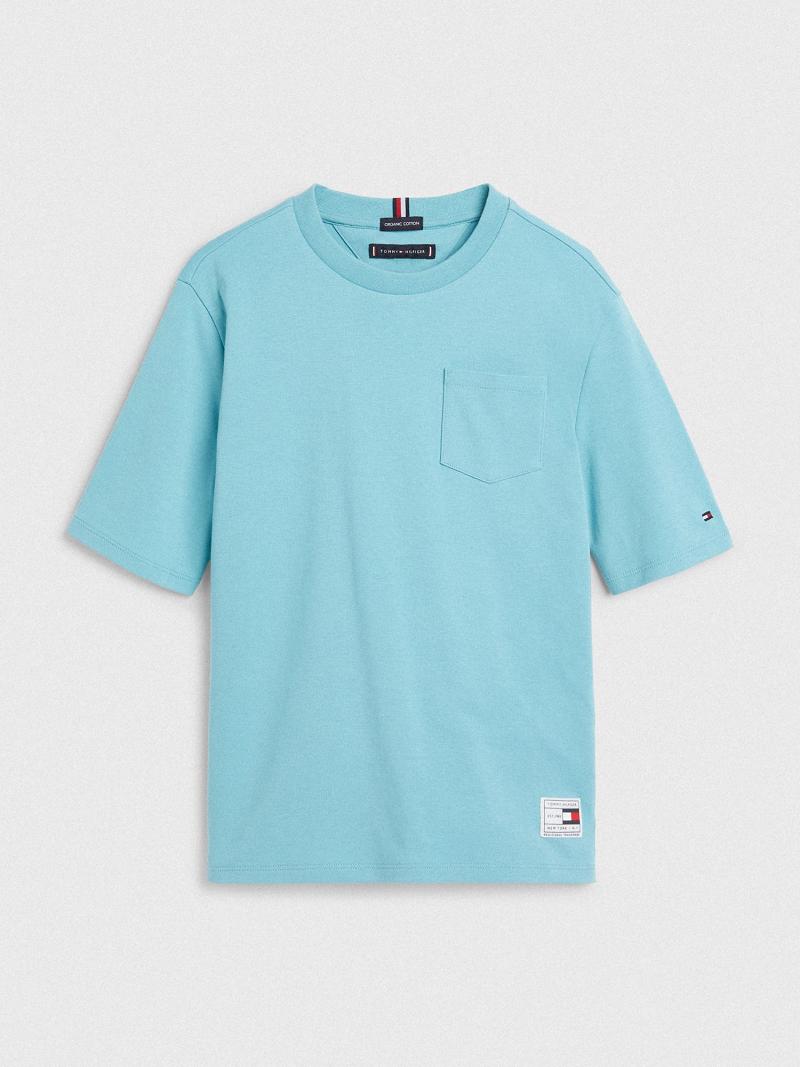 Fiú Tommy Hilfiger Pocket Póló Aqua | HU 2285GSO